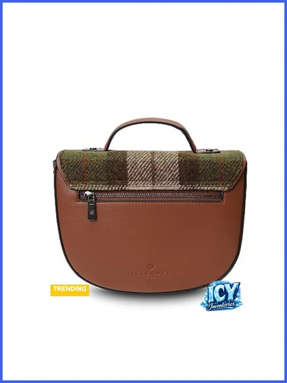Medium Satchel with Harris Tweed Panel and Adjustable Strap